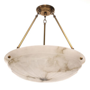 Petal 24 inch alabaster pendant light with three solid brass stems