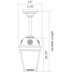 French Country™ Exterior 15" Wide Solid Stem Pendant