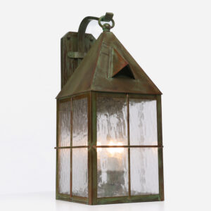 Lancaster 10 inch solid brass exterior wall light illuminated with scrolled hook
