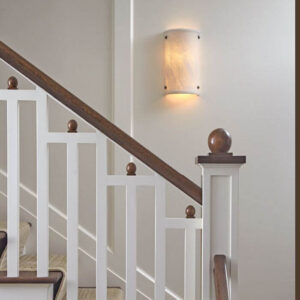 Volterra™ Alabaster 8" Wide Semi Flush Sconce With Morris Style Finials