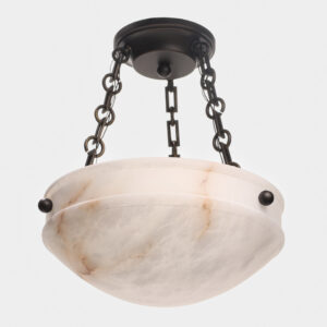 Tuscany 12 inch alabaster multi chain pendant with three chain suspension and decorative ball finials