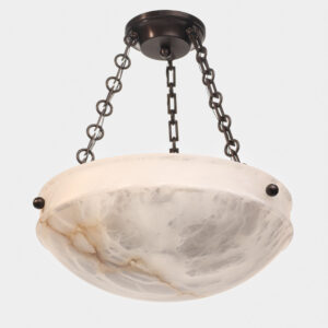 Tuscany 16 inch alabaster multi chain pendant with three chain suspension and decorative ball finials