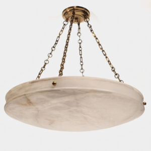 Tuscany 30 inch alabaster multi chain pendant with four chain suspension and large rounded stone bowl