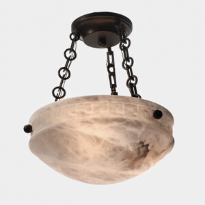 Greek Key Alabaster 12" Multi-Stem Chain Hung Pendant
