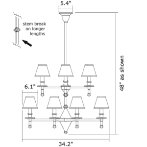 Wentworth™ Twelve Light Two Tier Chandelier With Electric Candles