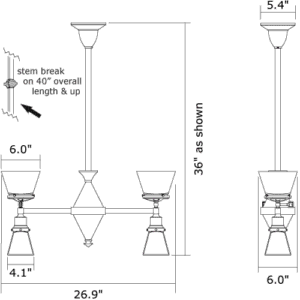 Summit™ Interior Four Light Gas-Electric Chandelier With 2-1/4" & 4-1/4" Shade Holders