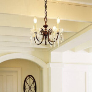 Provence™ Four Light Petite Chandelier With Electric Candles And Crystal