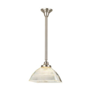 Vintage Holophane™ One Light Square Crosscut Mayan Holophane Pendant